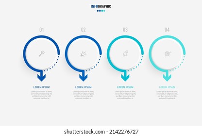 Presentation Infograpics template. Business concept with 4 number options and marketing icons. Vector illustration. Can be used for workflow layout, annual report, info chart, web design.