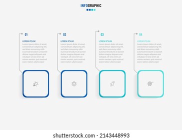 Presentation Infograpics template. Business concept with 4 number options and marketing icons. Vector illustration. Can be used for workflow layout, annual report, info chart, web design.