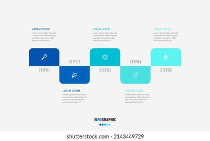 Presentation Infograpics template. Business concept with 5 number options and marketing icons. Vector illustration. Can be used for workflow layout, annual report, info chart, web design.