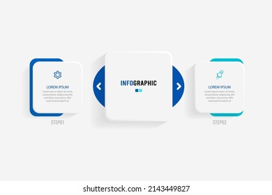 Presentation Infograpics template. Business concept with 2 number options and marketing icons. Vector illustration. Can be used for workflow layout, annual report, info chart, web design.