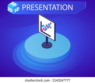 Presentation isometric design icon. Vector web illustration. 3d colorful concept