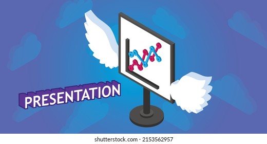 Presentation isometric design icon. Vector web illustration. 3d colorful concept