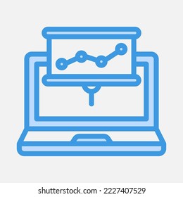 Presentation laptop icon in blue style, use for website mobile app presentation