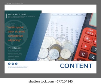 Presentation layout design for financial cover page template, Inspiration for your design all media, Easy to use and edit by add your own logo, images, and text, whatever you want.