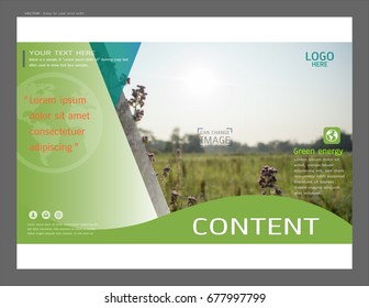 Presentation layout design for greenery cover page template, Inspiration for your design all media, Easy to use and edit by add your own logo, images, and text, whatever you want.