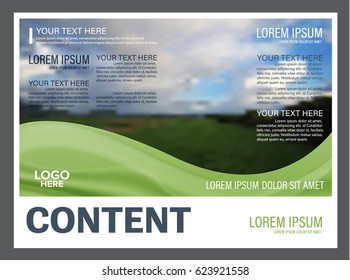 Presentation layout design template. Annual report cover page. greenery modern background. illustration vector artwork