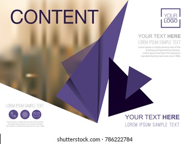 Presentation layout design template, Annual report cover design, Business Financial for background, Blur city background, Ultra Violet color tone, Flat style vector illustration artwork.