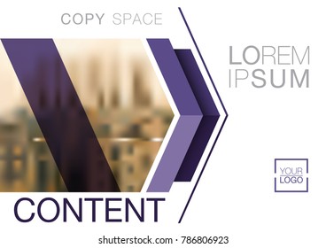 Presentation layout design template, Annual report cover design, Business Financial for background, Blur city background, Violet color tone, Flat style vector illustration artwork.