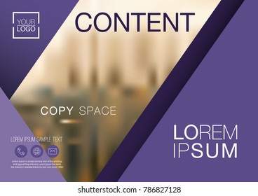 Presentation layout design template, Annual report cover design, Business Financial for background, Blur city background, Violet color tone, Flat style vector illustration artwork.