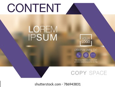 Presentation layout design template, Annual report cover design, Business Financial for background, Blur city background, Violet color tone, Flat style vector illustration artwork.