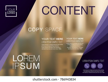 Presentation layout design template, Annual report cover design, Business Financial for background, Blur city background, Violet color tone, Flat style vector illustration artwork.