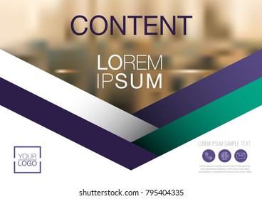 Presentation layout design template, Annual report cover design, Business Financial for background, Blur city background, Violet matching Green color tone, Flat style vector illustration artwork.