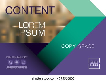 Presentation layout design template, Annual report cover design, Business Financial for background, Blur city background, Violet matching Green color tone, Flat style vector illustration artwork.