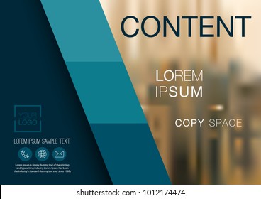 Presentation layout design template, Business Financial for background, Blur city background, Dark Blue color tone, Flat style vector illustration artwork.