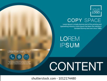 Presentation layout design template, Business Financial for background, Blur city background, Dark Blue color tone, Flat style vector illustration artwork.