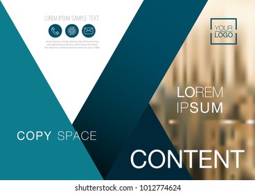 Presentation layout design template, Business Financial for background, Blur city background, Dark Blue color tone, Flat style vector illustration artwork.