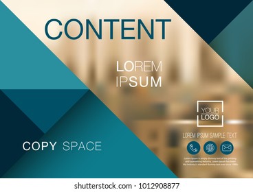 Presentation layout design template, Business Financial for background, Blur city background, Dark Blue color tone, Flat style vector illustration artwork.