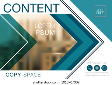 Presentation layout design template, Business Financial for background, Blur city background, Dark Blue color tone, Flat style vector illustration artwork.