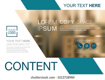 Presentation layout design template, Business Financial for background, Blur city background, Dark Blue color tone, Flat style vector illustration artwork.