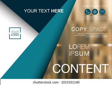 Presentation layout design template, Business Financial for background, Blur city background, Dark Blue color tone, Flat style vector illustration artwork.