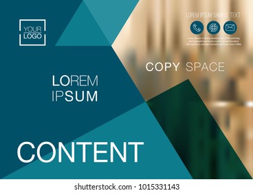 Presentation layout design template, Business Financial for background, Blur city background, Dark Blue color tone, Flat style vector illustration artwork.