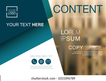 Presentation layout design template, Business Financial for background, Blur city background, Dark Blue color tone, Flat style vector illustration artwork.