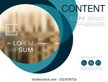 Presentation layout design template, Business Financial for background, Blur city background, Dark Blue color tone, Flat style vector illustration artwork.