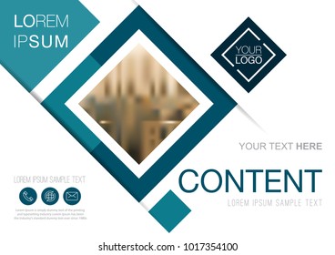 Presentation layout design template, Business Financial for background, Blur city background, Dark Blue color tone, Flat style vector illustration artwork.