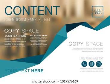 Presentation layout design template, Business Financial for background, Blur city background, Dark Blue color tone, Flat style vector illustration artwork.