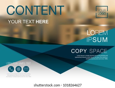 Presentation layout design template, Business Financial for background, Blur city background, Dark Blue color tone, Flat style vector illustration artwork.