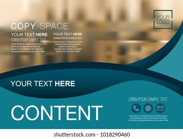 Presentation layout design template, Business Financial for background, Blur city background, Dark Blue color tone, Flat style vector illustration artwork.