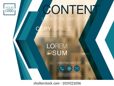 Presentation layout design template, Business Financial for background, Blur city background, Dark Blue color tone, Flat style vector illustration artwork.