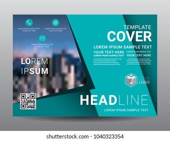 Presentation layout design template. Business Financial for background, Fold leaflet, Flyer, Magazine, Annual report, Book Cover, Blur city background, Flat style vector illustration artwork A4 size.