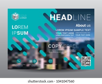 Presentation layout design template. Business Financial for background, Fold leaflet, Flyer, Magazine, Annual report, Book Cover, Blur city background, Flat style vector illustration artwork A4 size.