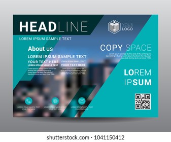 Presentation layout design template. Business Financial for background, Fold leaflet, Flyer, Magazine, Annual report, Book Cover, Blur city background, Flat style vector illustration artwork A4 size.