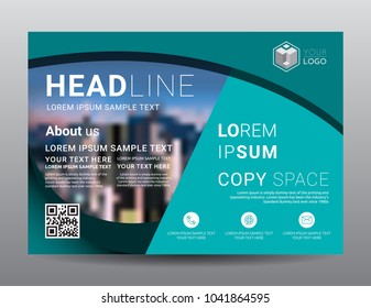 Presentation layout design template. Business Financial for background, Fold leaflet, Flyer, Magazine, Annual report, Book Cover, Blur city background, Flat style vector illustration artwork A4 size.