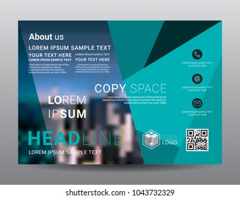 Presentation layout design template. Business Financial for background, Fold leaflet, Flyer, Magazine, Annual report, Book Cover, Blur city background, Flat style vector illustration artwork A4 size.