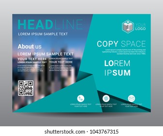 Presentation layout design template. Business Financial for background, Fold leaflet, Flyer, Magazine, Annual report, Book Cover, Blur city background, Flat style vector illustration artwork A4 size.