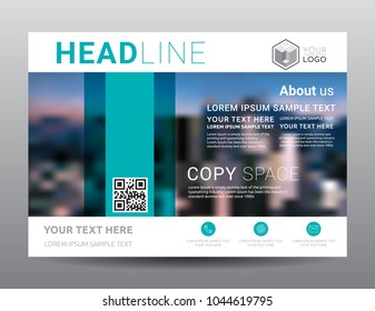 Presentation layout design template. Business Financial for background, Fold leaflet, Flyer, Magazine, Annual report, Book Cover, Blur city background, Flat style vector illustration artwork A4 size.