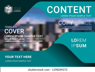 Presentation layout design template, Business Financial for background, Blur city background, Flat style vector illustration artwork.