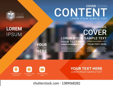 Presentation layout design template, Business Financial for background, Blur city background, Flat style vector illustration artwork.