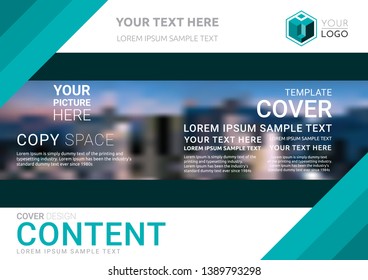 Presentation layout design template. Business Financial for background, Fold leaflet, Flyer, Magazine, Annual report, Book Cover, Blur city background, Flat style vector illustration artwork A4 size.