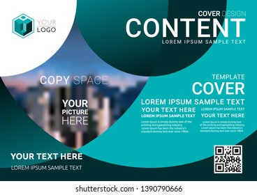 Presentation layout design template. Business Financial for background, Fold leaflet, Flyer, Magazine, Annual report, Book Cover, Blur city background, Flat style vector illustration artwork A4 size.