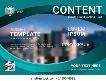 Presentation layout design template, Business Financial for background, Blur city background, Flat style vector illustration artwork.