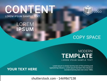 Presentation layout design template, Business Financial for background, Blur city background, Flat style vector illustration artwork.