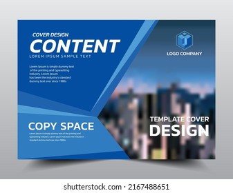 Presentation layout design template. Business Financial for background, Fold leaflet, Flyer, Magazine, Annual report, Book Cover, Blur city background, Flat style vector illustration artwork A4 size.