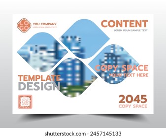 Presentation layout design template. Business Financial for background, Fold leaflet, Flyer, Magazine, Annual report, Book Cover, Blur city background, Flat style vector illustration artwork A4 size.