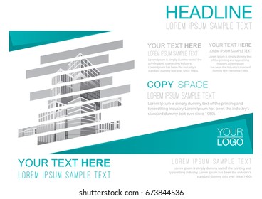 Presentation layout design template, Business Financial for background, Cityscape background, Flat style vector illustration artwork.