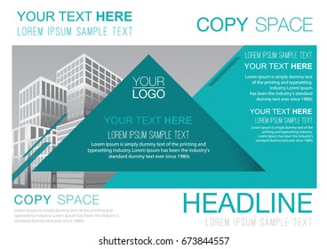 Presentation layout design template, Business Financial for background, Cityscape background, Flat style vector illustration artwork.