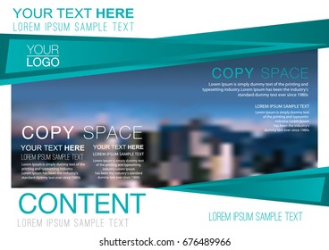 Presentation layout design template, Business Financial for background, Blur city background, Flat style vector illustration artwork.